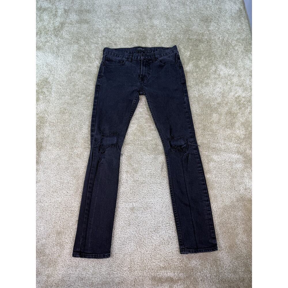Pacsun Jeans Mens 28x30 Charcoal Black Gray Skinny Dark Wash Stretch Denim B765